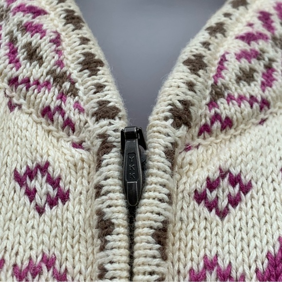 NOMADIC TRADERS Sz XL Cream & Purple Knitted Fair Isle Zipper Sleeveless Vest.‎ - Picture 3 of 9